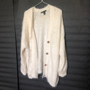 Forever 21 fuzzy cream oversized cardigan